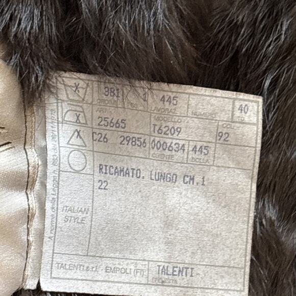 Vintage Talenti Italy Shearling Coat Brown Embossed Leather Fur Trim M-L - Picture 12 of 16